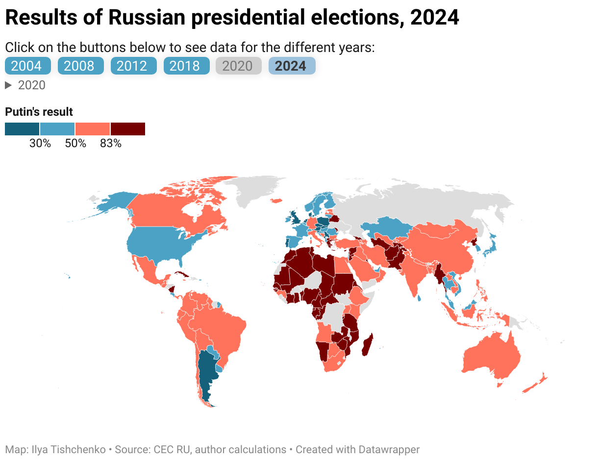 Results of Russian presidential elections 2024 from abroad