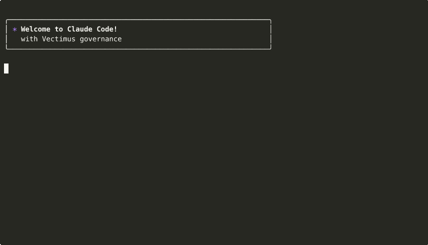 Claude Code session with Vectimus blocking rm -rf, terraform destroy and force push while allowing safe commands