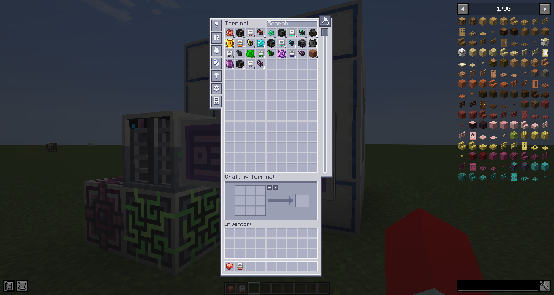 without this mod: AE2 terminal machine grouping