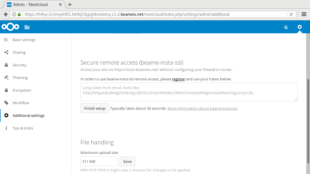 beame-insta-ssl has no credentials screenshot