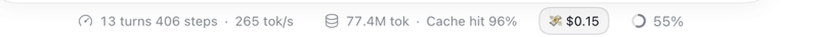 Session cost pill in the DeepSeek Harness composer dock
