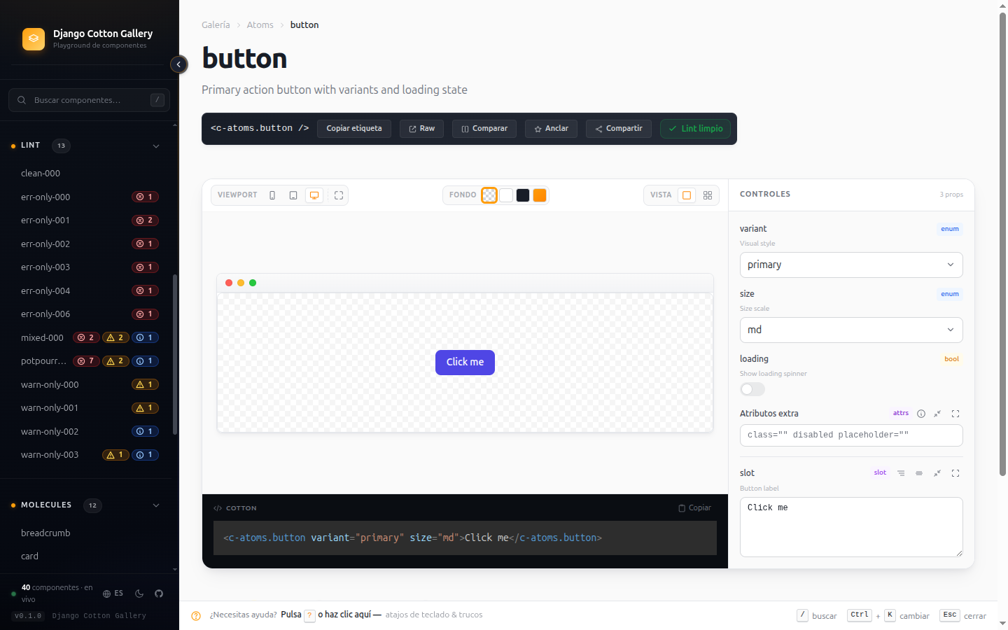 Detail page rendered in Spanish