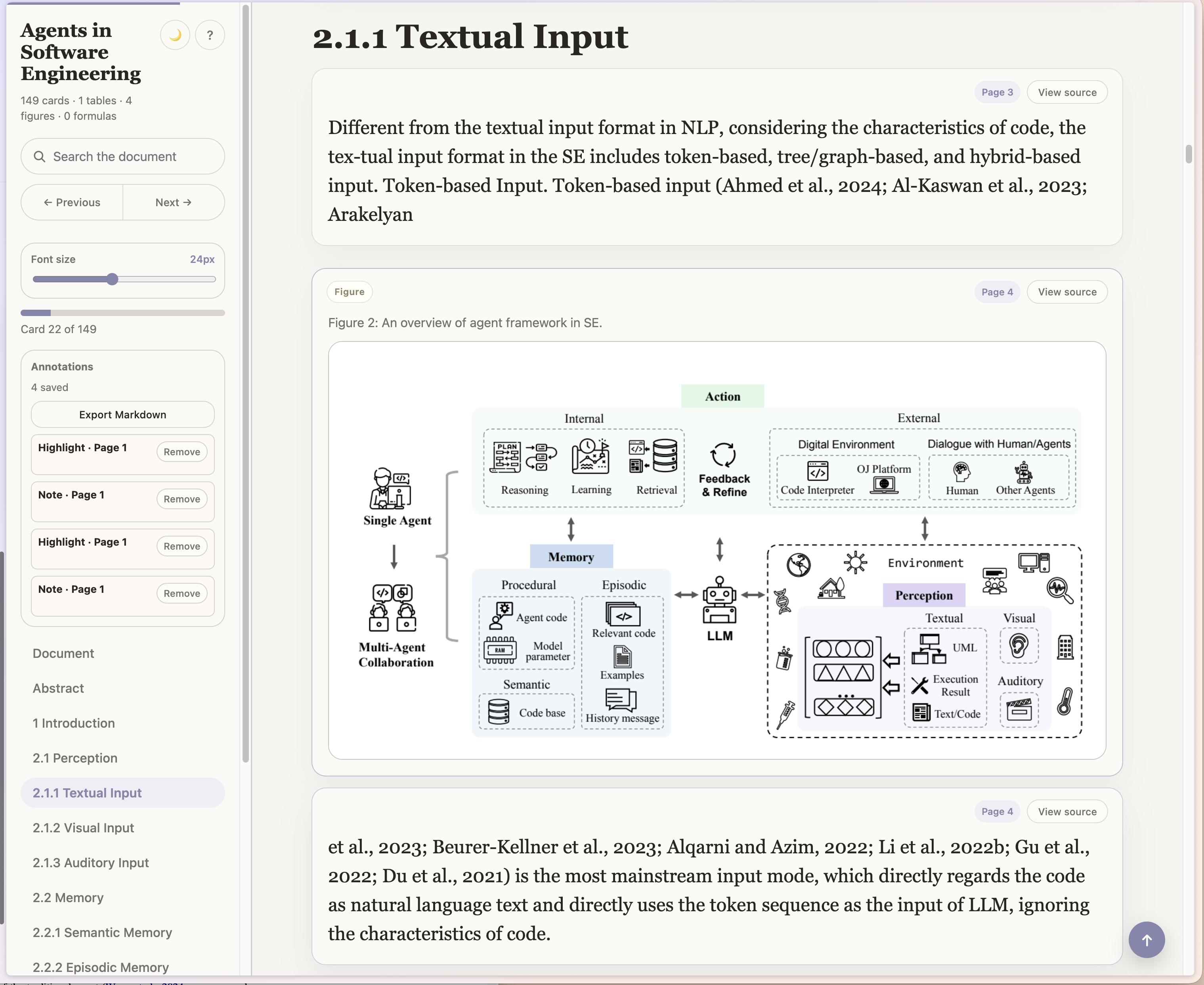 Generated PDF Card MCP reader showing a preserved figure card and document navigation