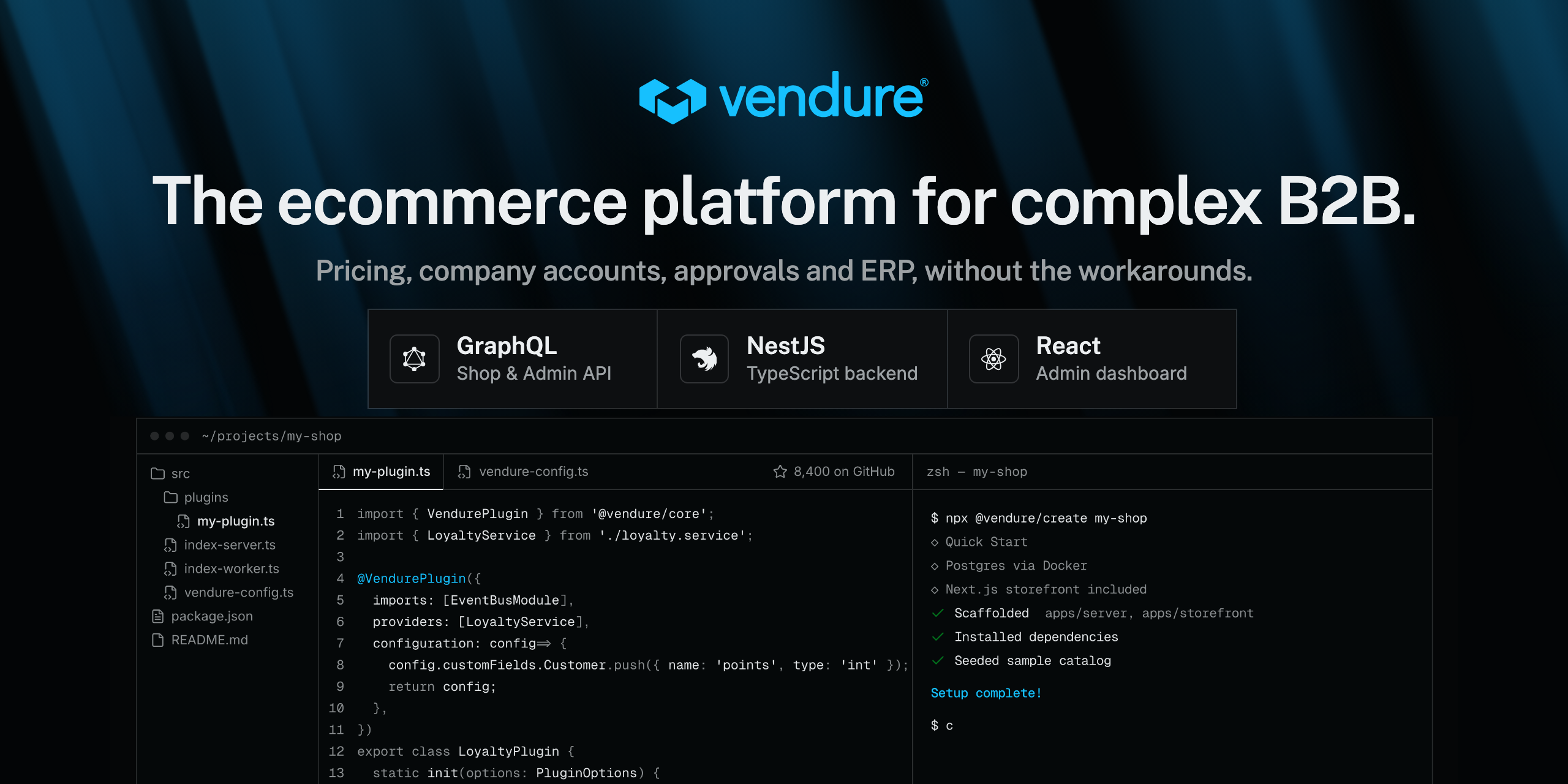 Vendure: the ecommerce platform for complex B2B, built on GraphQL, NestJS and React
