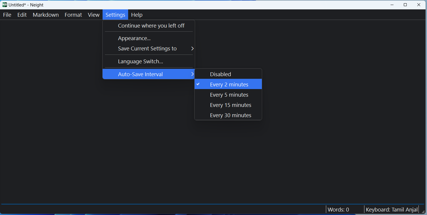 Neight editor showing Markdown content