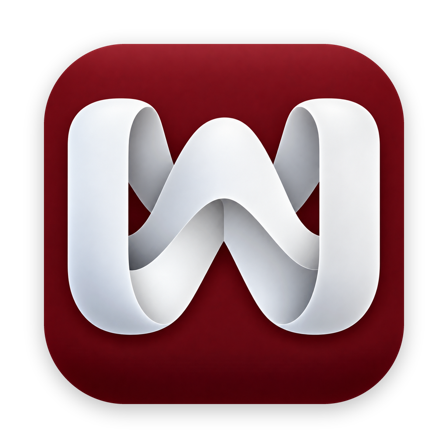 Wombat logo: a white ribbon folded into a W on a deep red rounded square