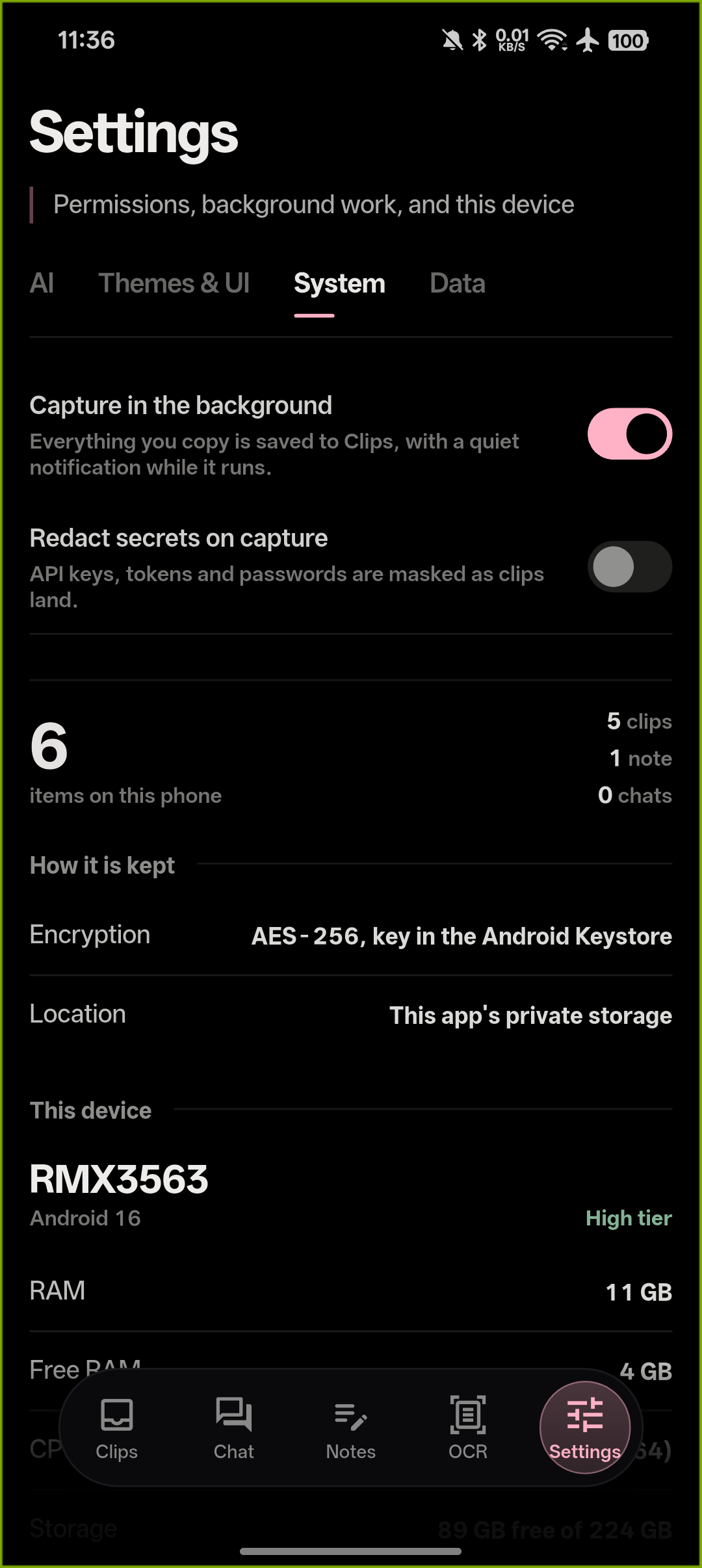 Settings · AI