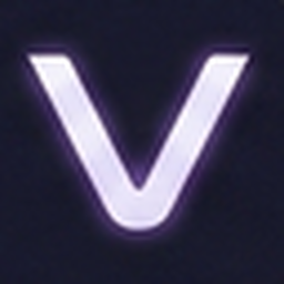 verbatra logo, a glowing V mark on a dark square