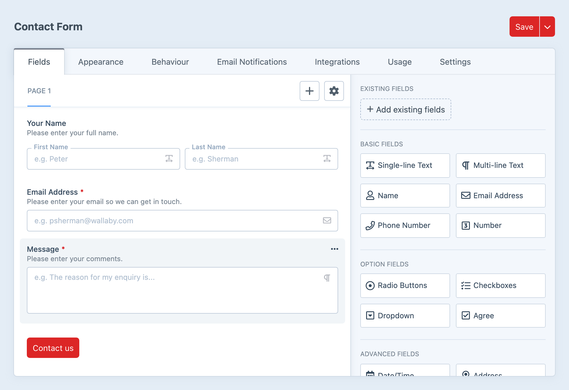 Fresh Formie form builder view