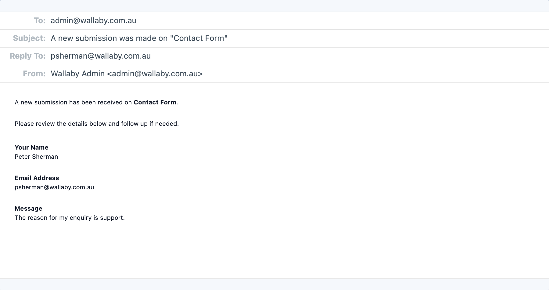 Sent notification detail view