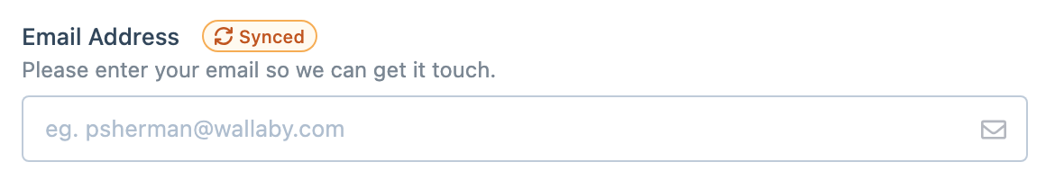 Synced field badge in the builder