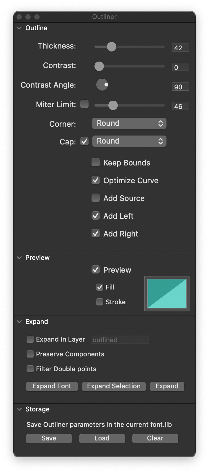 Screenshot showing the outliner palette