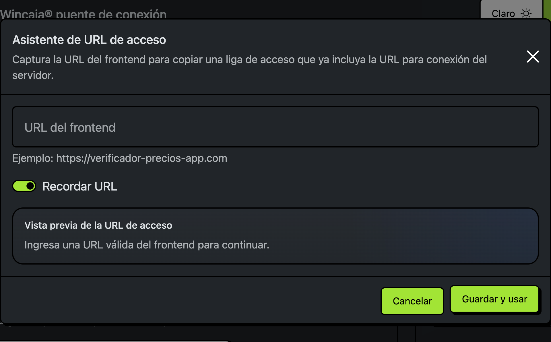 Asistente de emparejamiento de Wincaja® con el Verificador de Precios