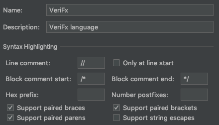 VeriFx file type in IntelliJ