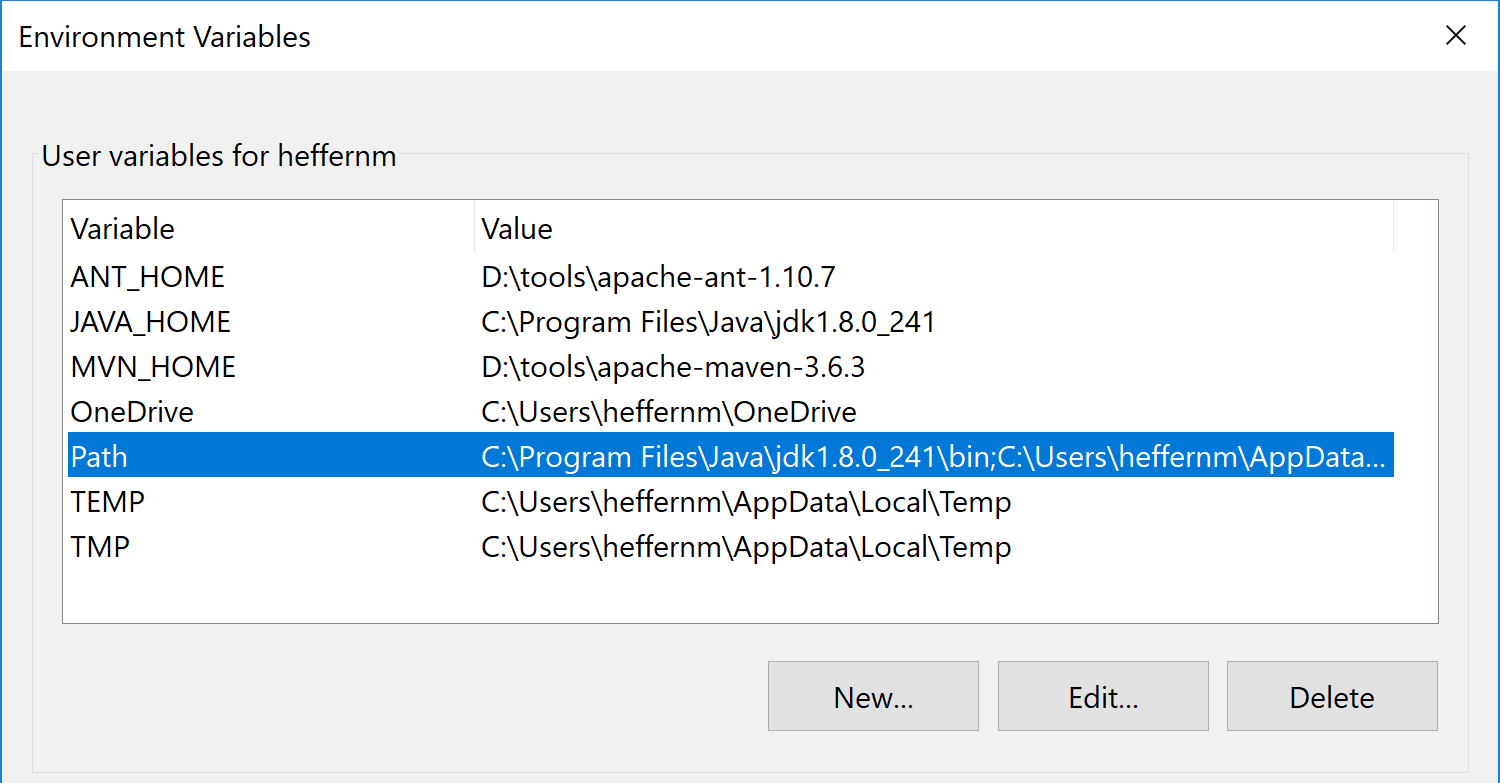 Environment Variables control panel