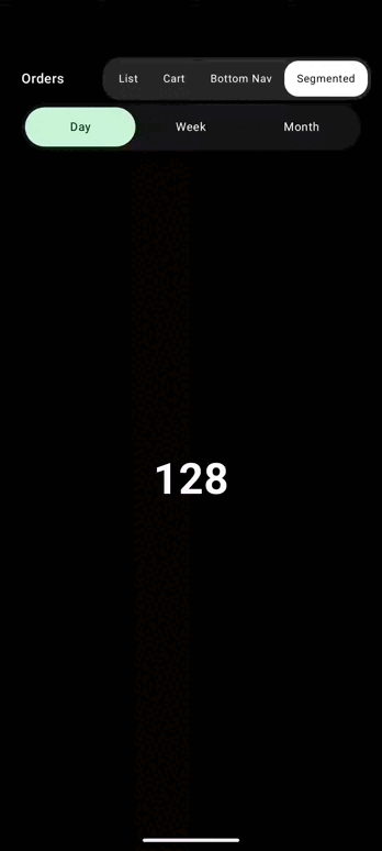 Segmented control demo (Android)