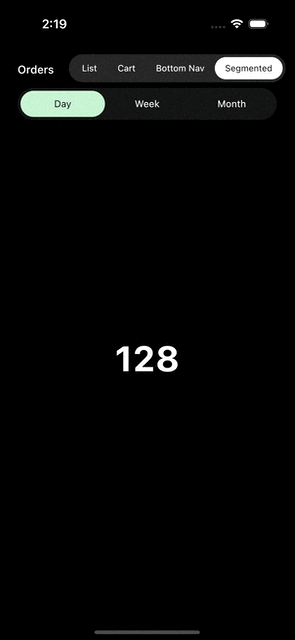 Segmented control demo (iOS)