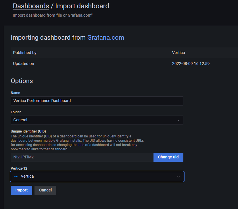 Import Dashboard Datasource