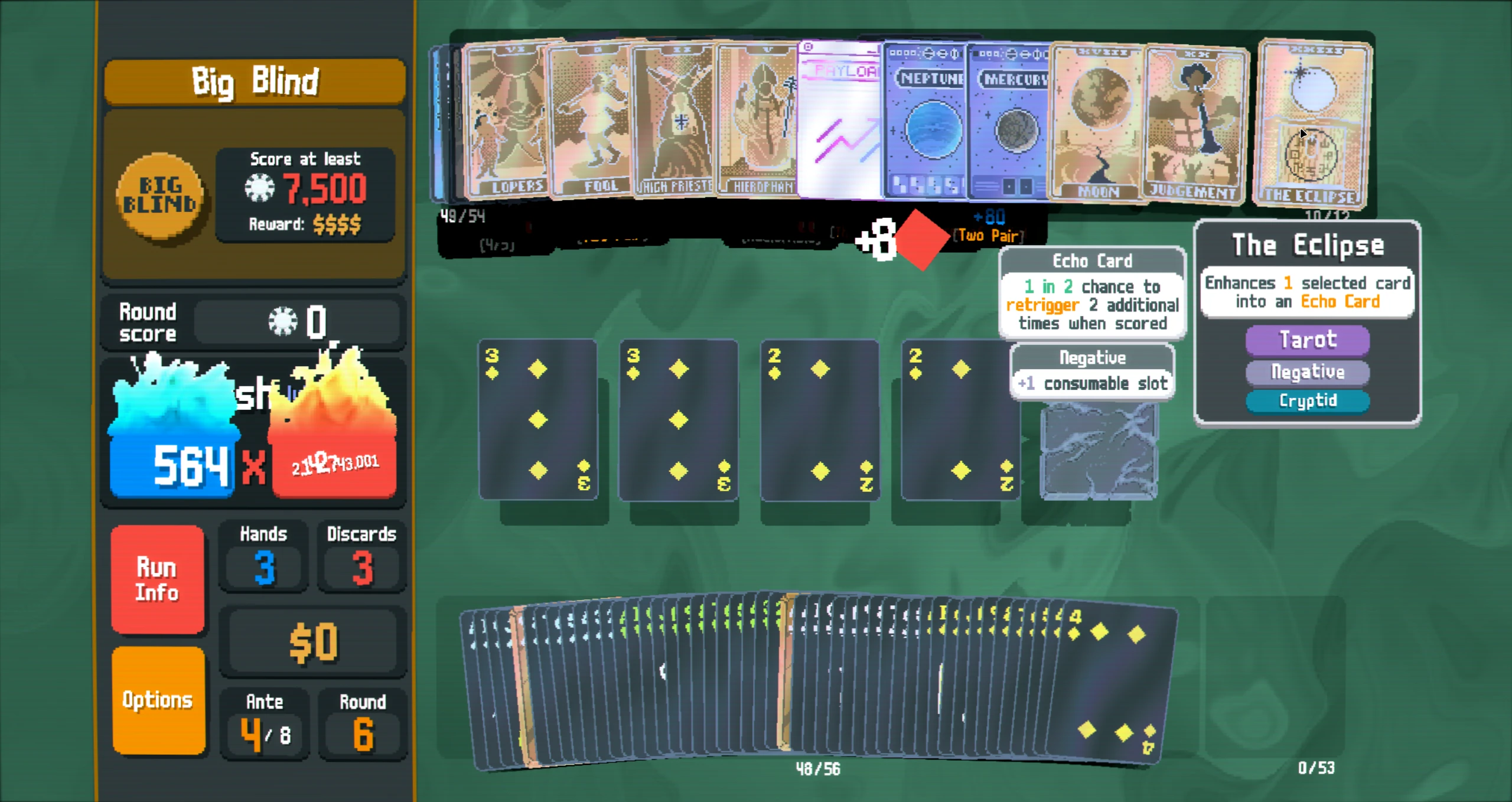 Consumables widened while a hand is being scored