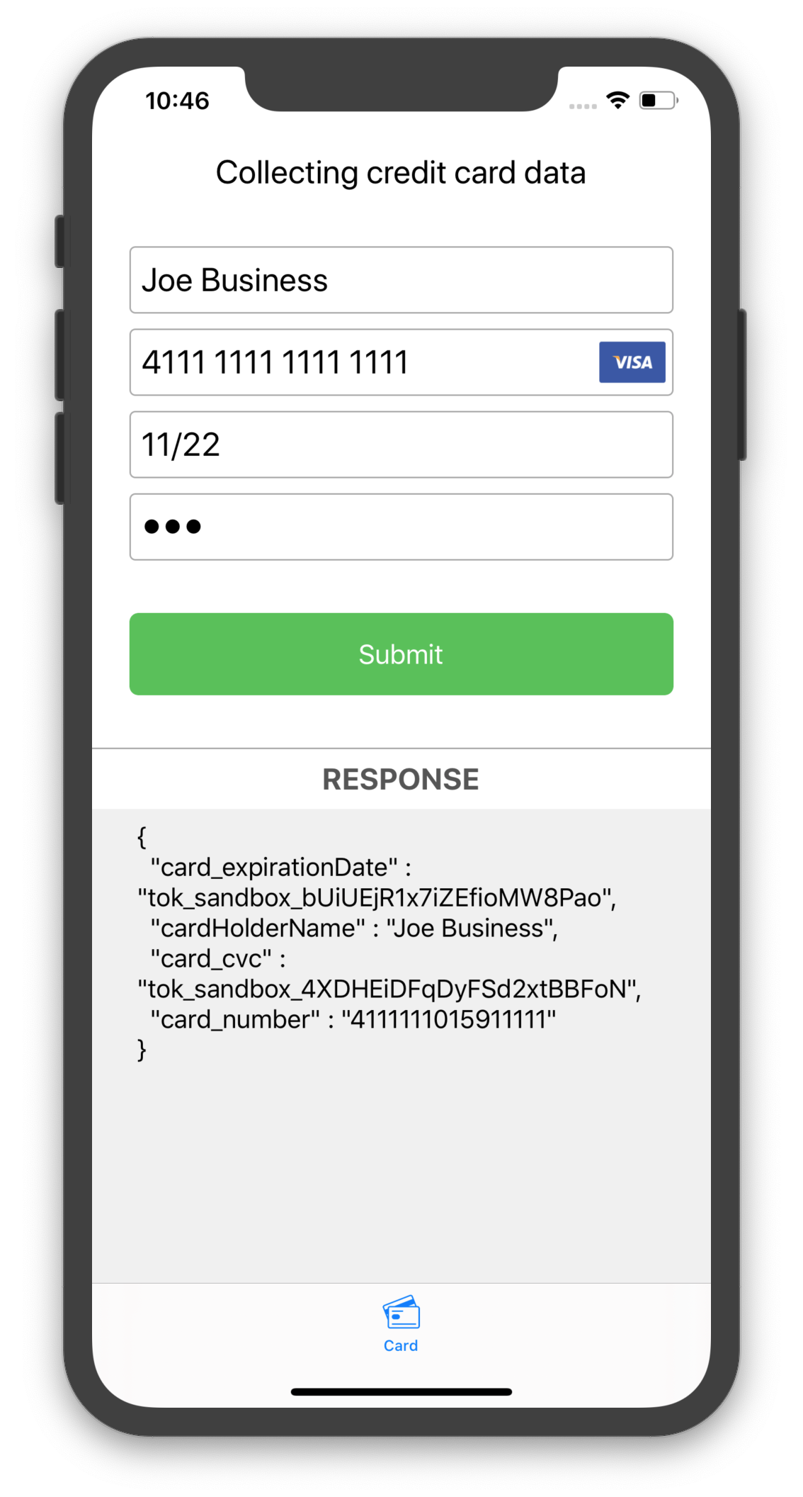 VGS Collect iOS SDK Response