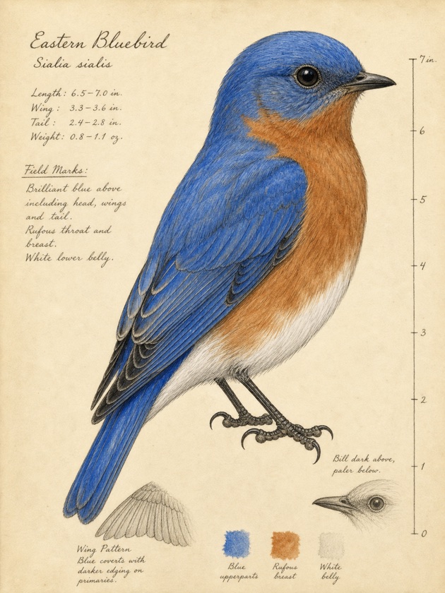 Eastern Bluebird scientific field-journal plate