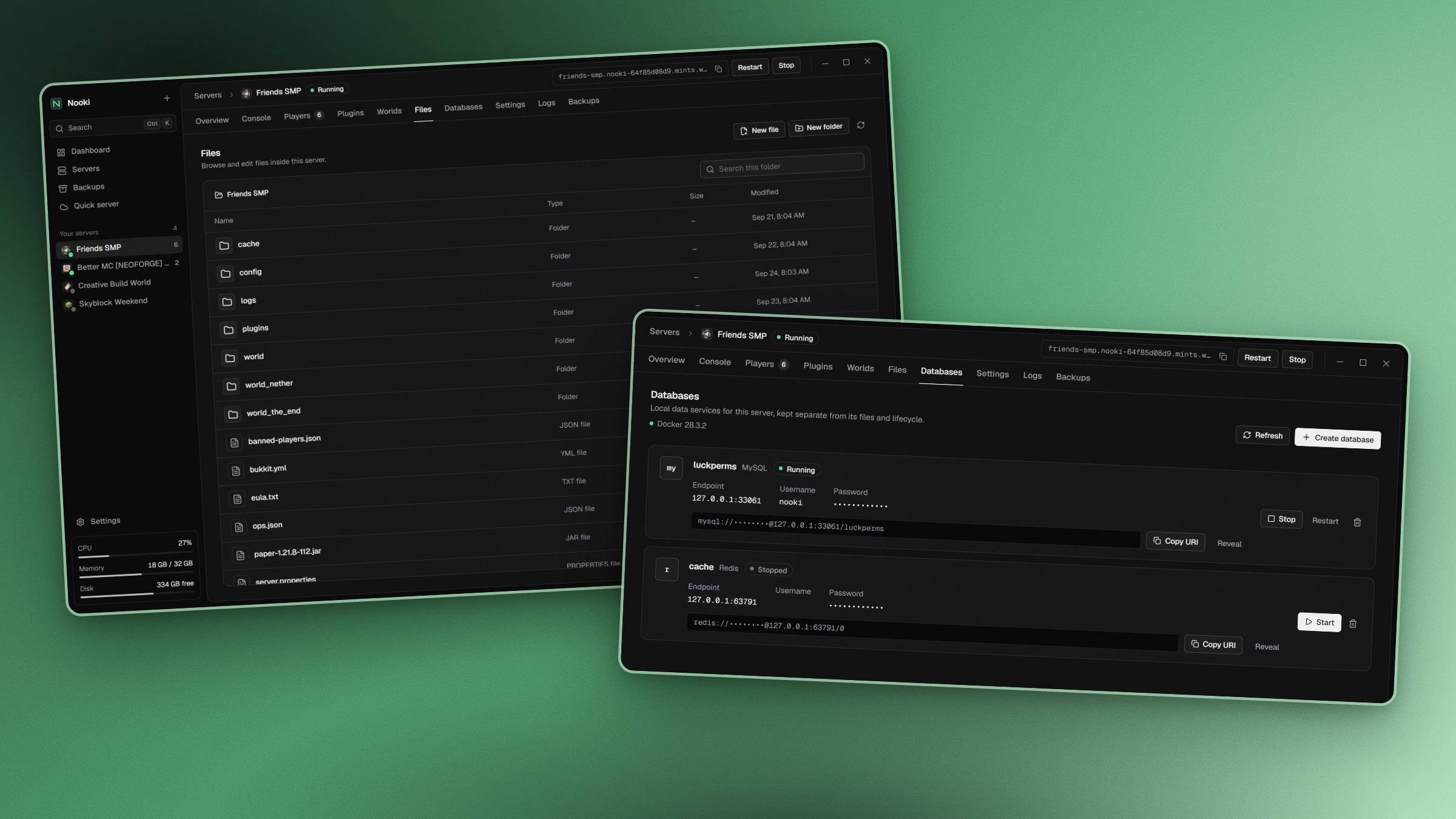 File browser and managed databases