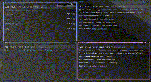 YATA demo — adding, editing, and organizing tasks