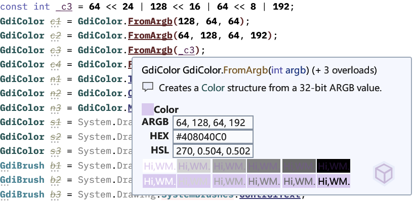 Super Quick Info - C# Color