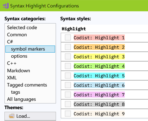 Symbol marker Options