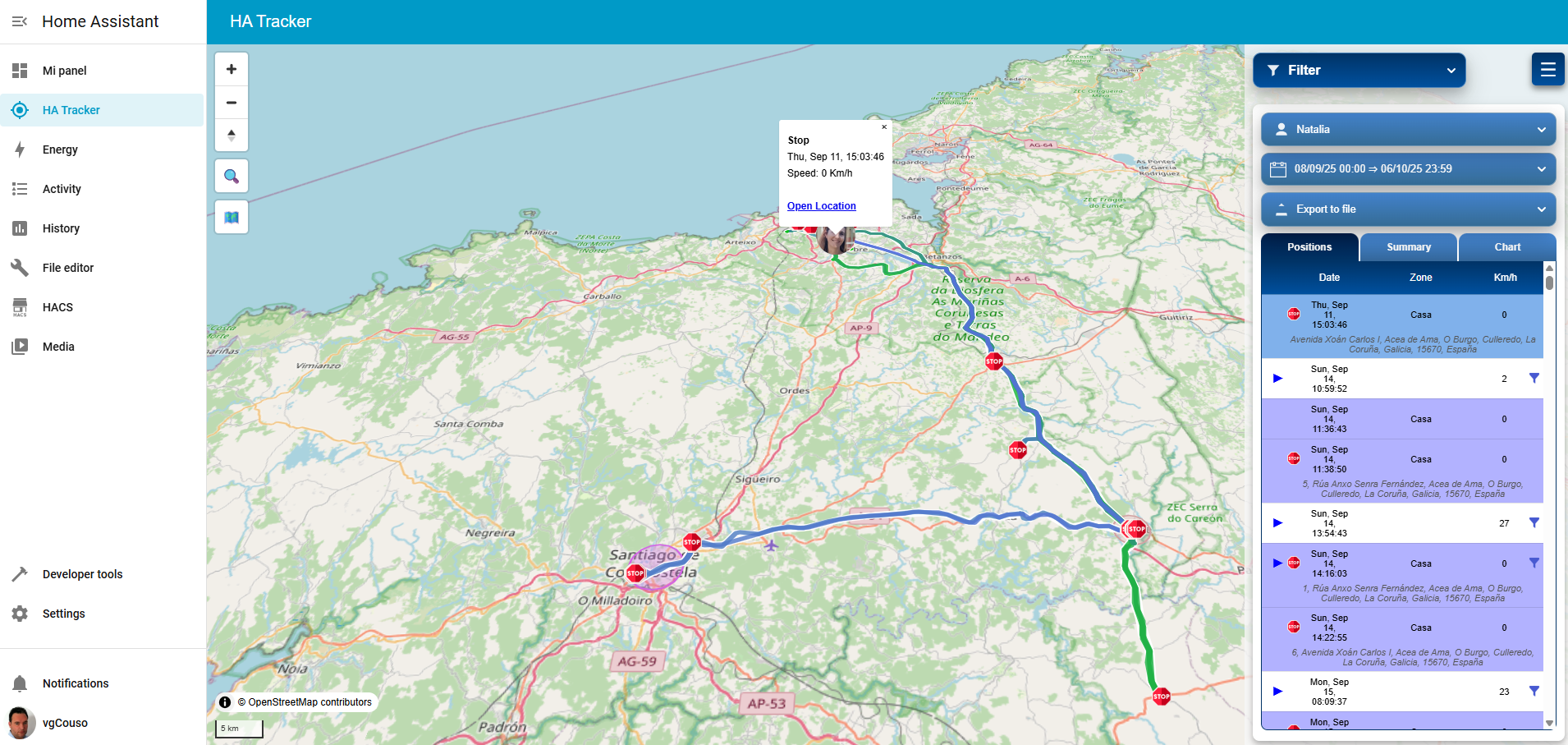 HA Tracker filter with positions screen