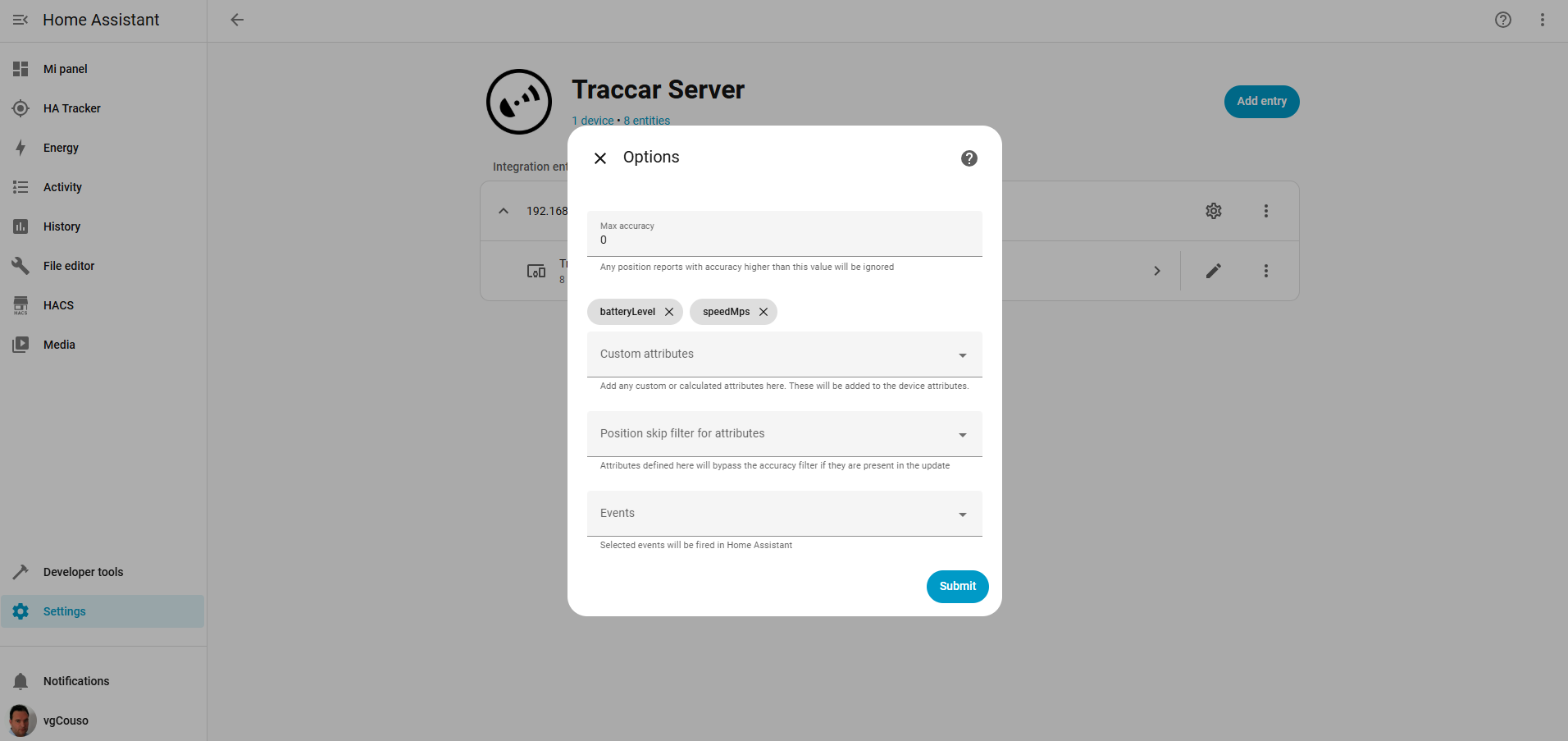Traccar Server Options