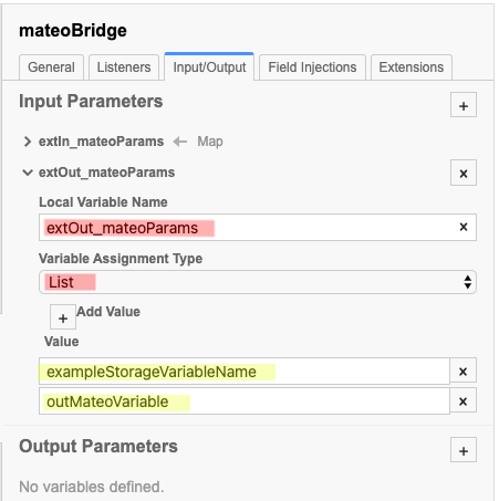 OutputParameter configuration