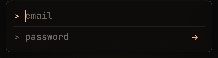 Terminal-style email/password prompt