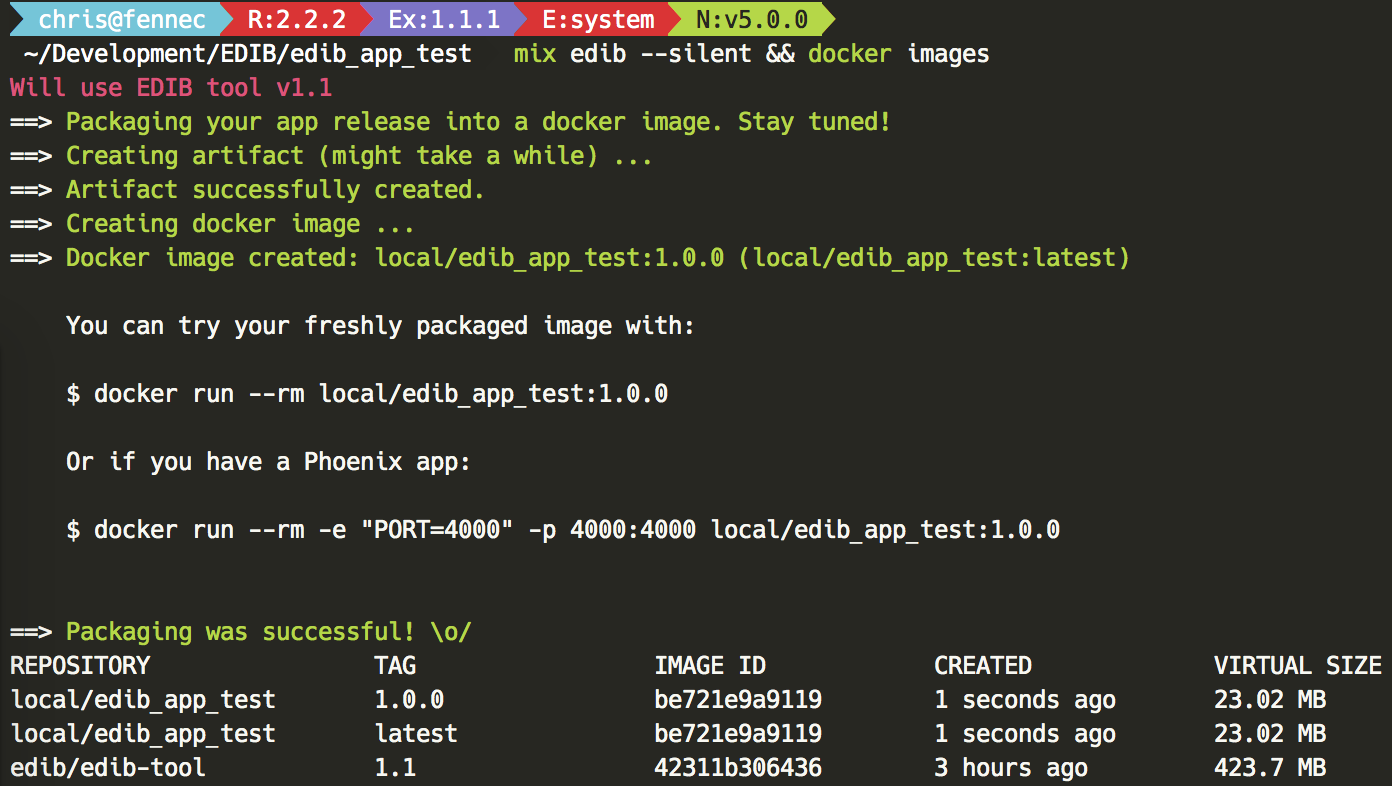 Showdown (shell output of EDIB packaging)