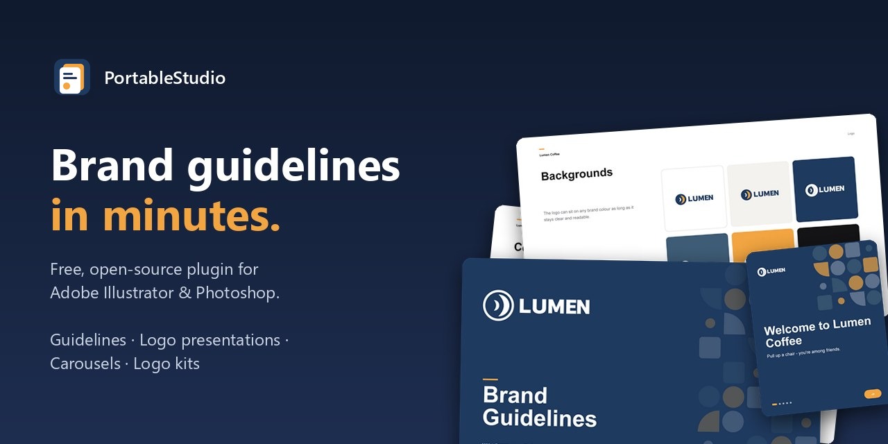 PortableStudio: free brand guidelines generator plugin for Adobe Illustrator and Photoshop