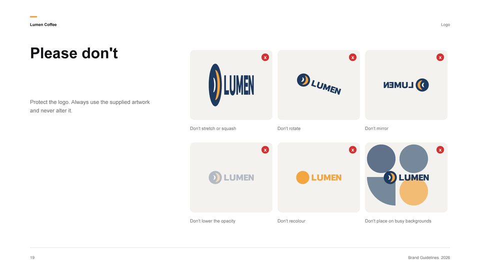 Logo misuse do and don't page in brand guidelines