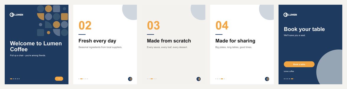 Five-slide Instagram carousel template for a brand