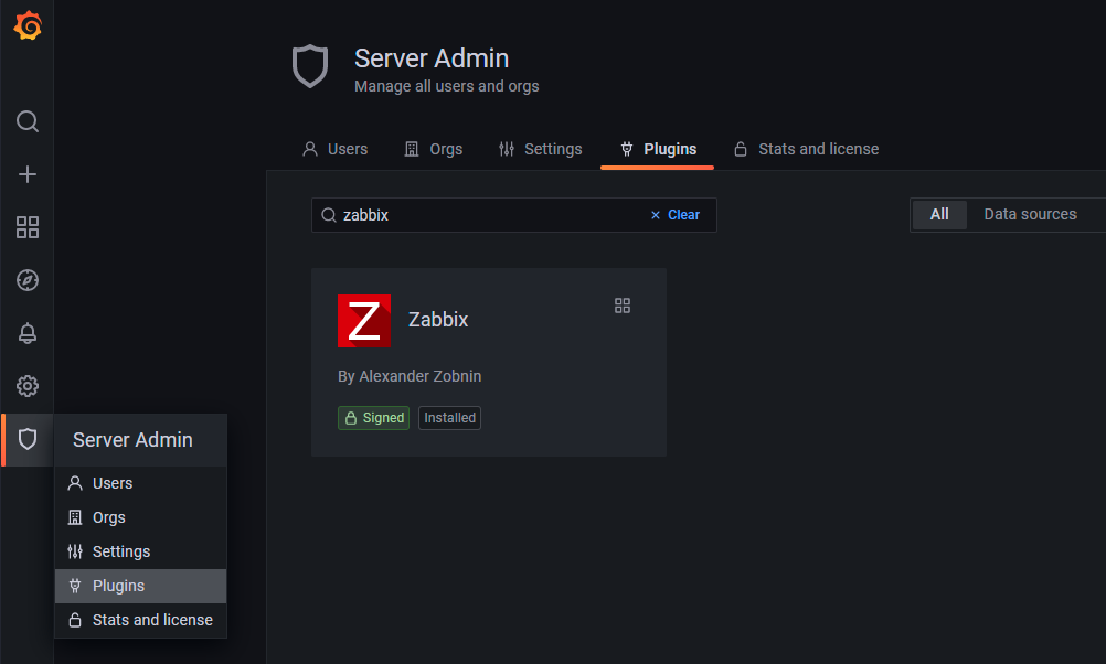 Enable Zabbix plugin