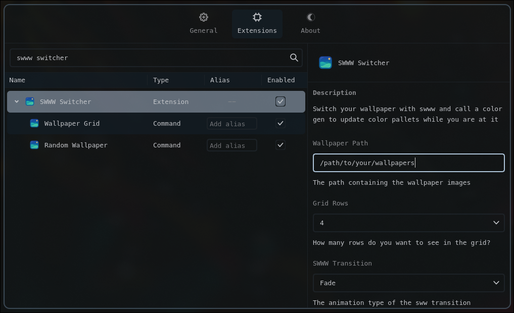 AWWW Switcher Settings