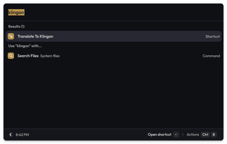 A PromptDeck prompt found in Vicinae's root search