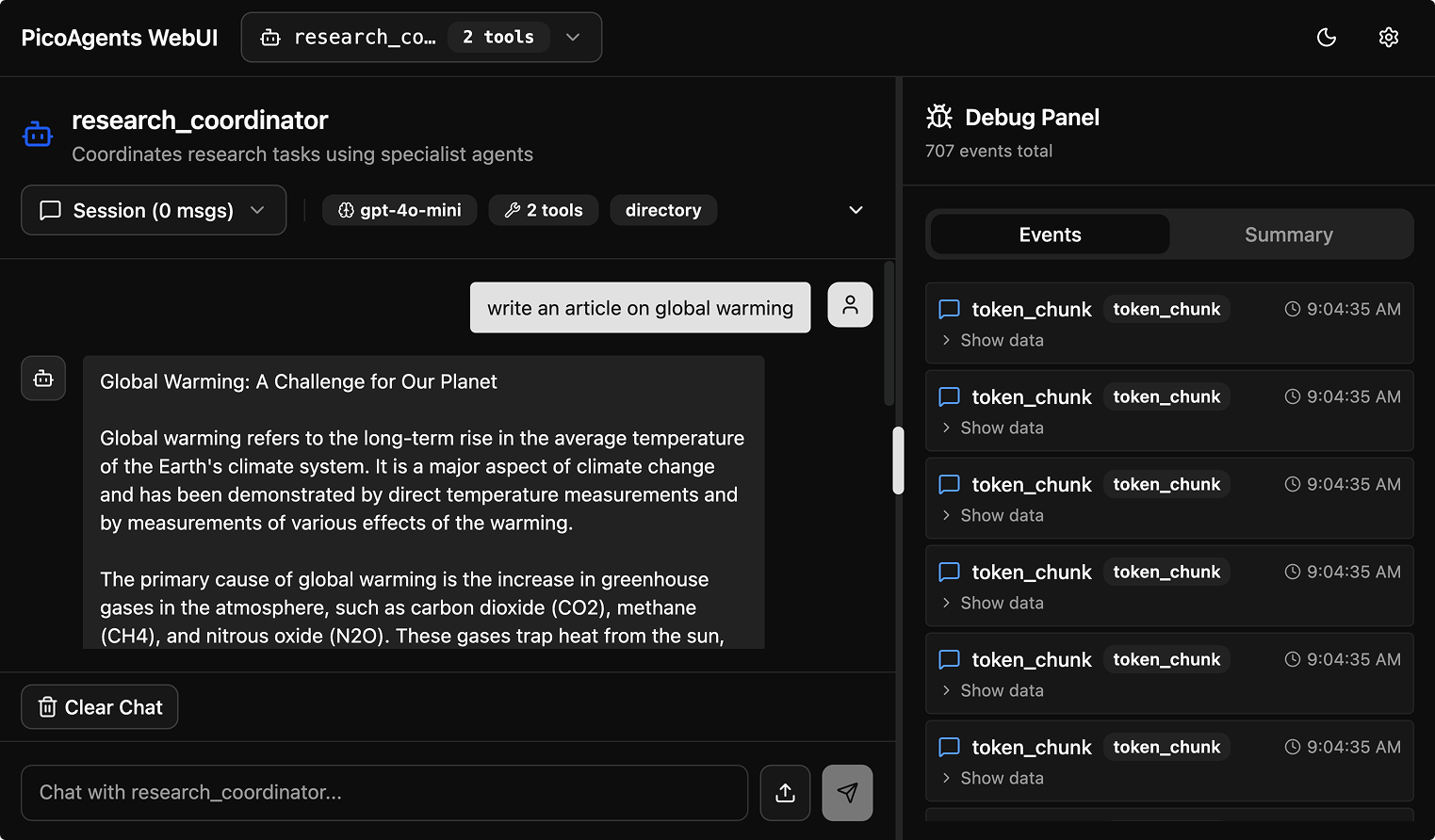PicoAgents Web UI