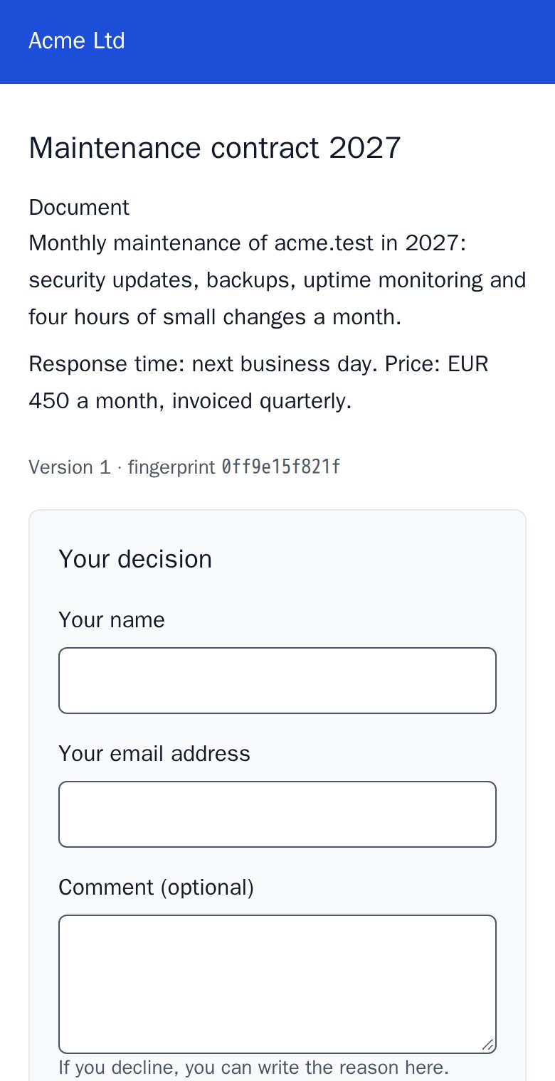 The same page on a phone