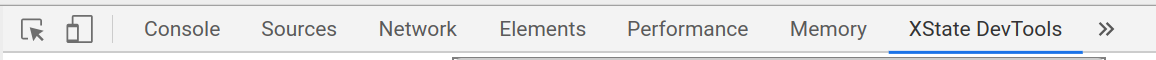 XState DevTools extension panel in the DevTools