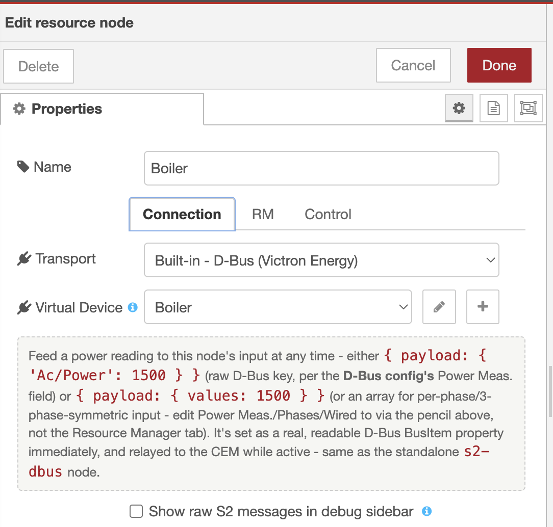 s2-resource Connection tab