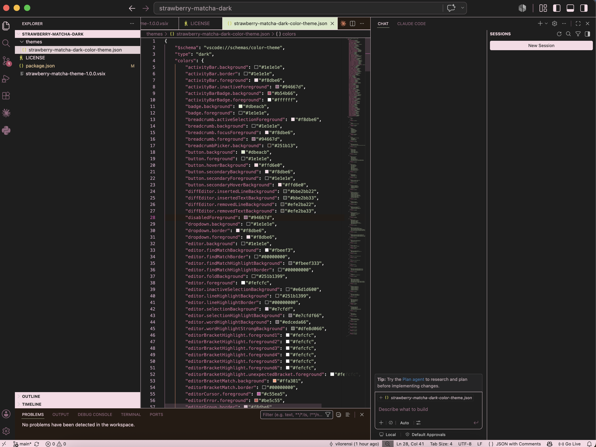 Strawberry Matcha - Dark Theme Preview