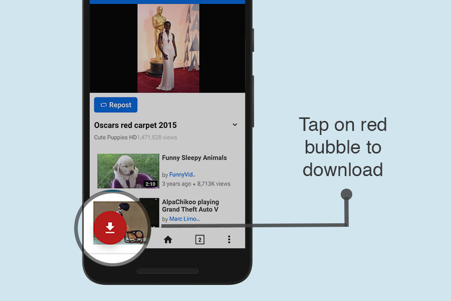Tap on download bubble to download Dailymotion videos