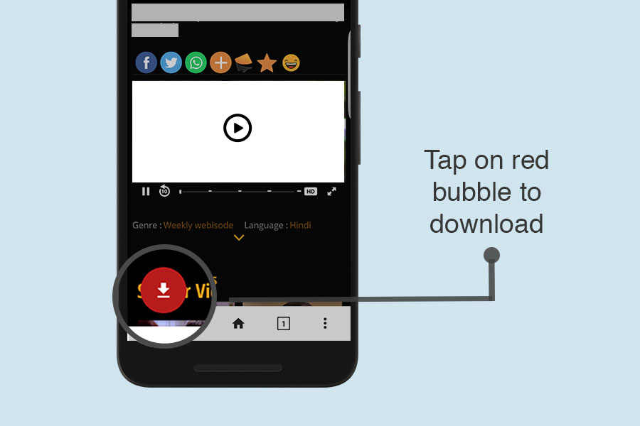 Tap on download bubble to download Ozee videos
