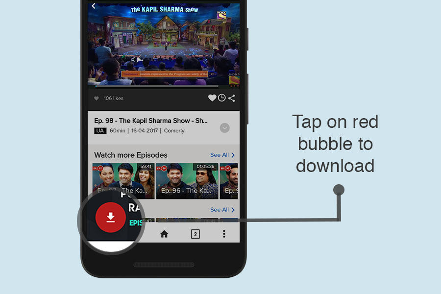 Tap on download bubble to download Sonyliv videos
