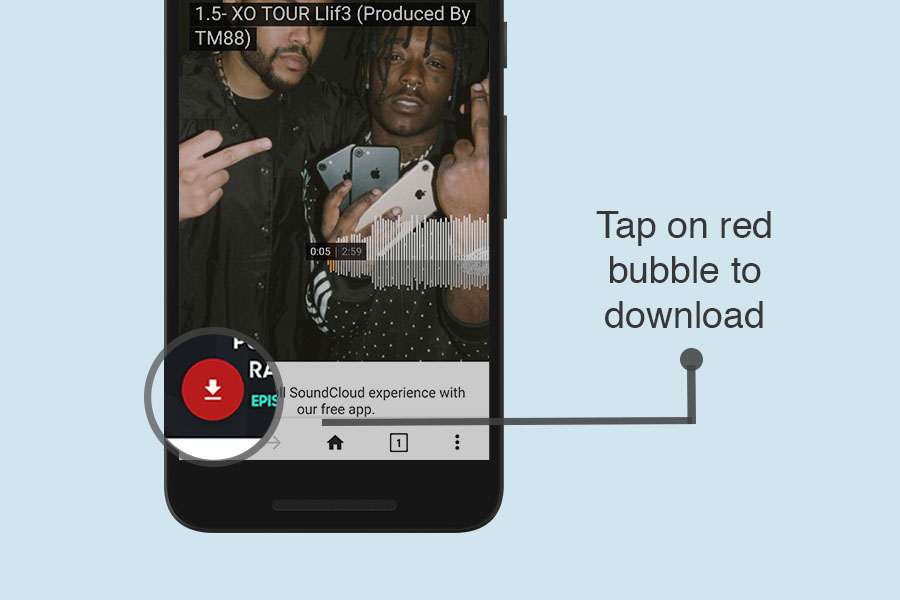 Tap on download bubble to download Soundcloud music