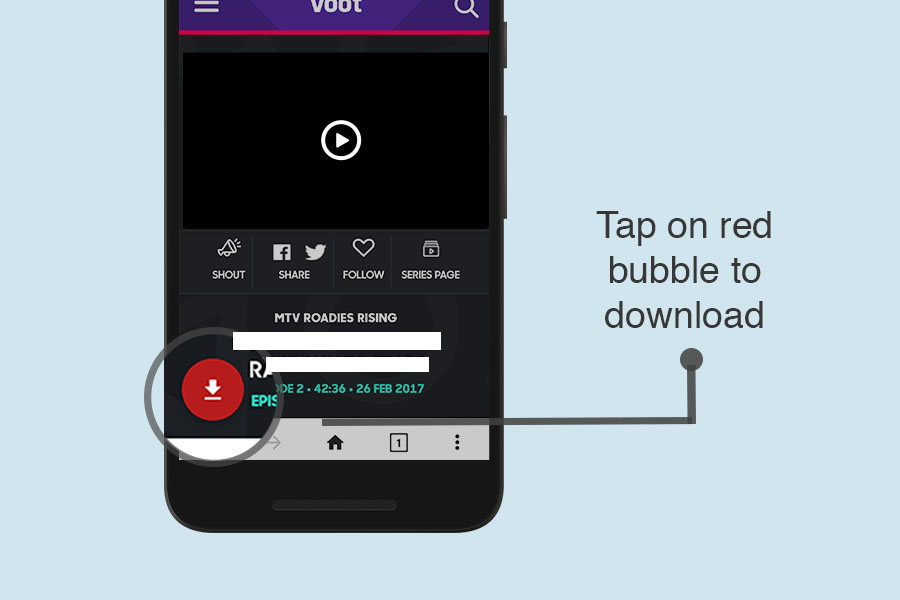 Tap on download bubble to download Voot videos